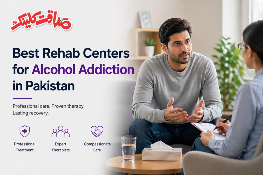 Alcohol addiction rehab centers in Pakistan with therapy session